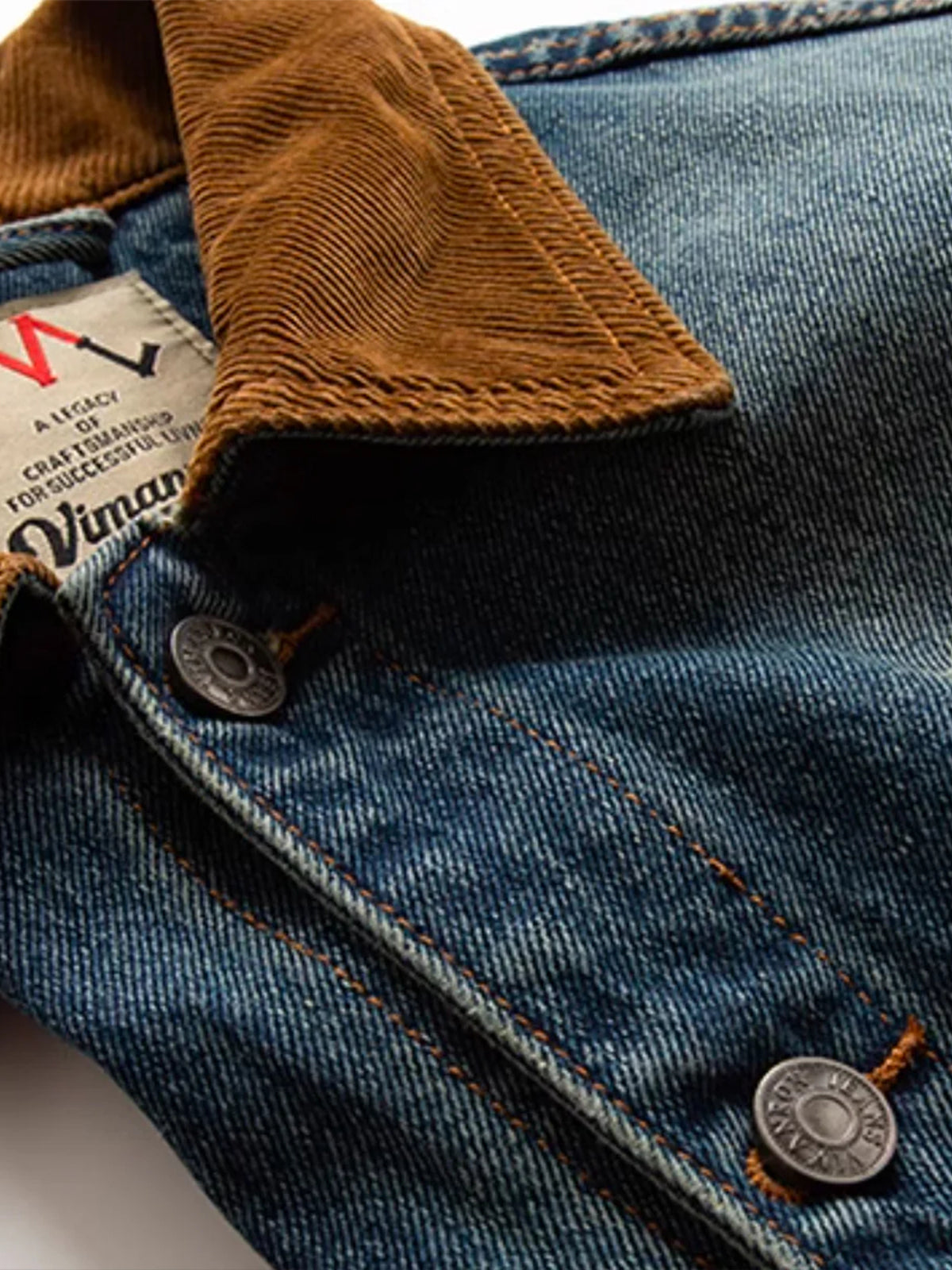 Corduroy Collar Scratch & Washed Denim Work Jacket 4