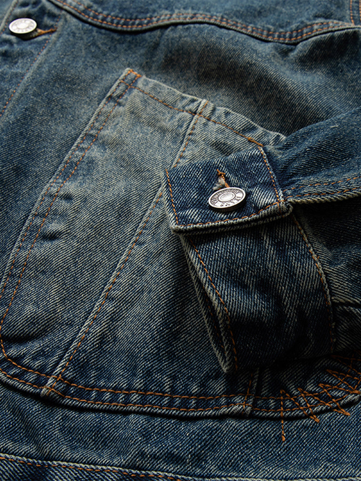 Corduroy Collar Scratch & Washed Denim Work Jacket 8