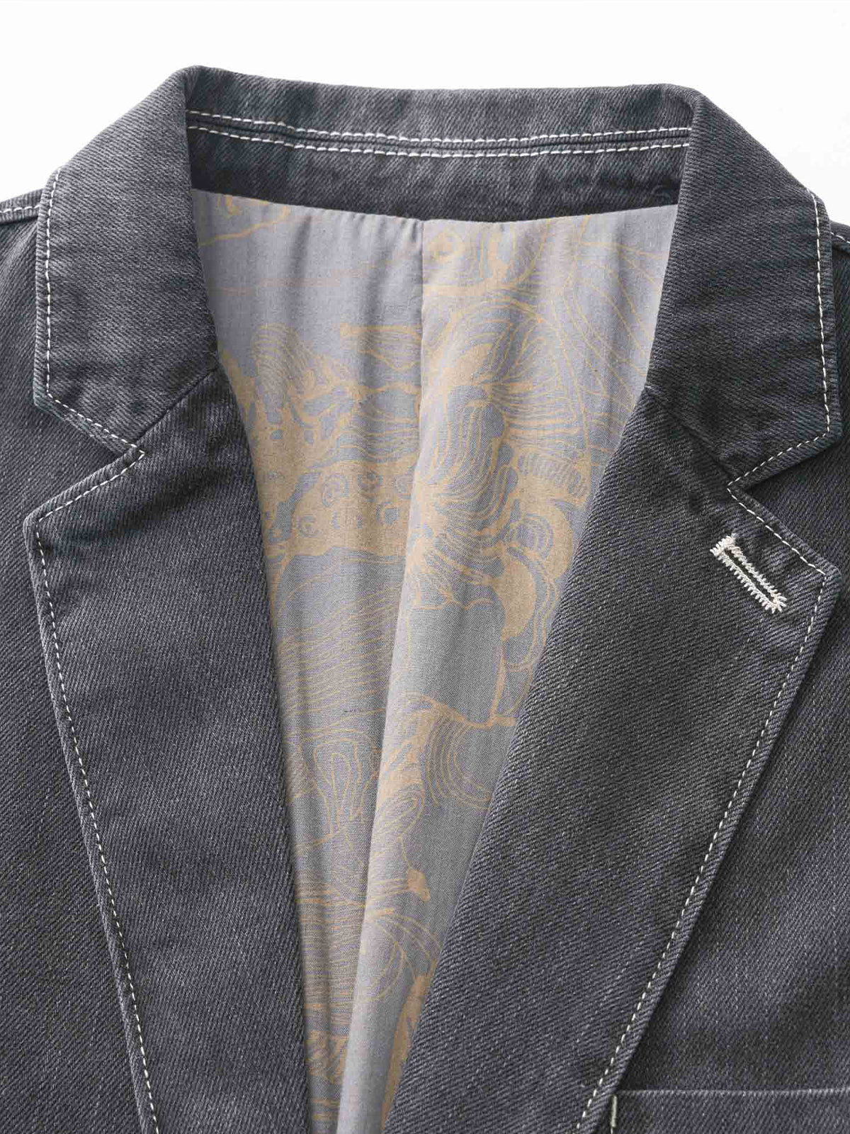 Floral Back Denim Petiole Blazer Suit Jacket 7
