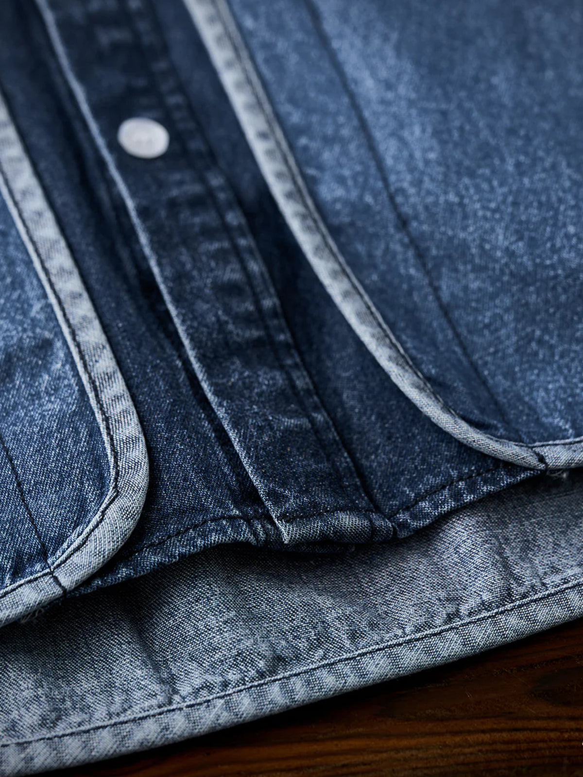 Piping Faux Yard Denim Jacket 8