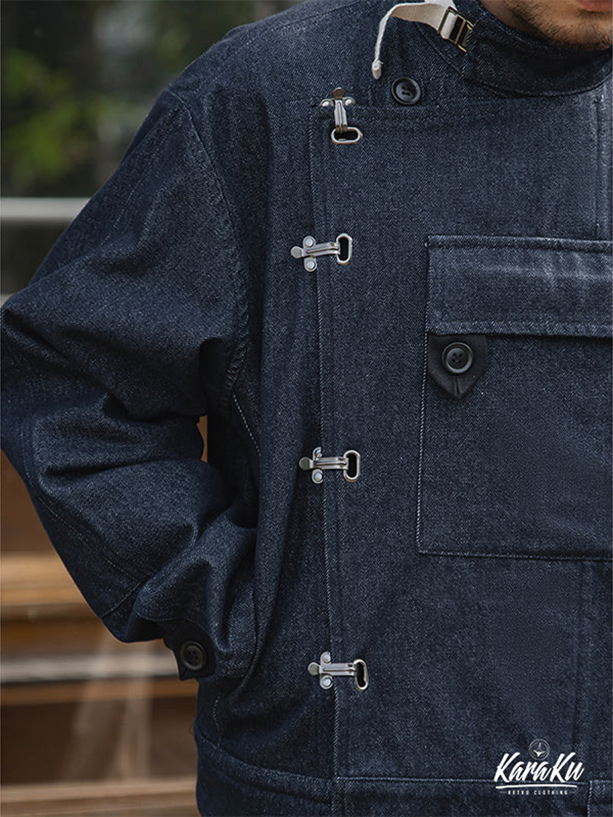 13oz Denim Retro Swedish Soldier Biker Jacket 3