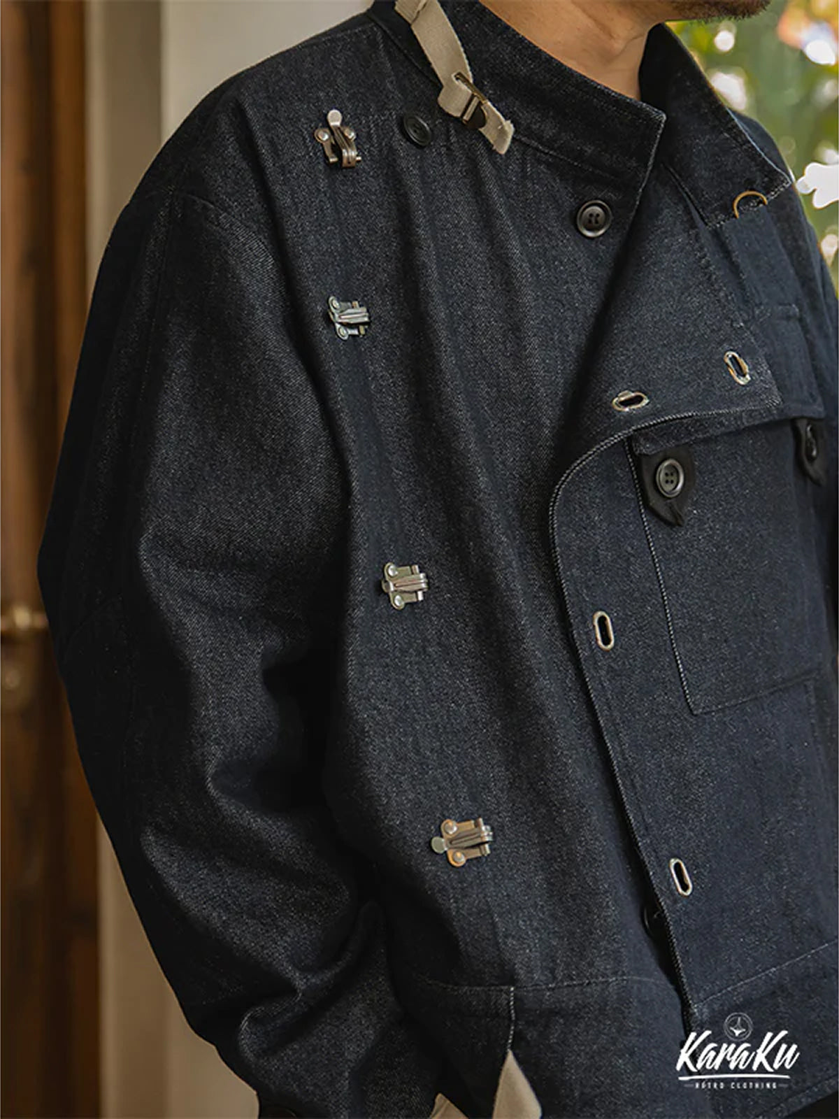 13oz Denim Retro Swedish Soldier Biker Jacket 4