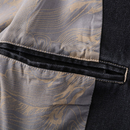 Classic Dark-Wash Denim Jacket for Women with Vintage Wooden Buttons and Tailored Fit 6