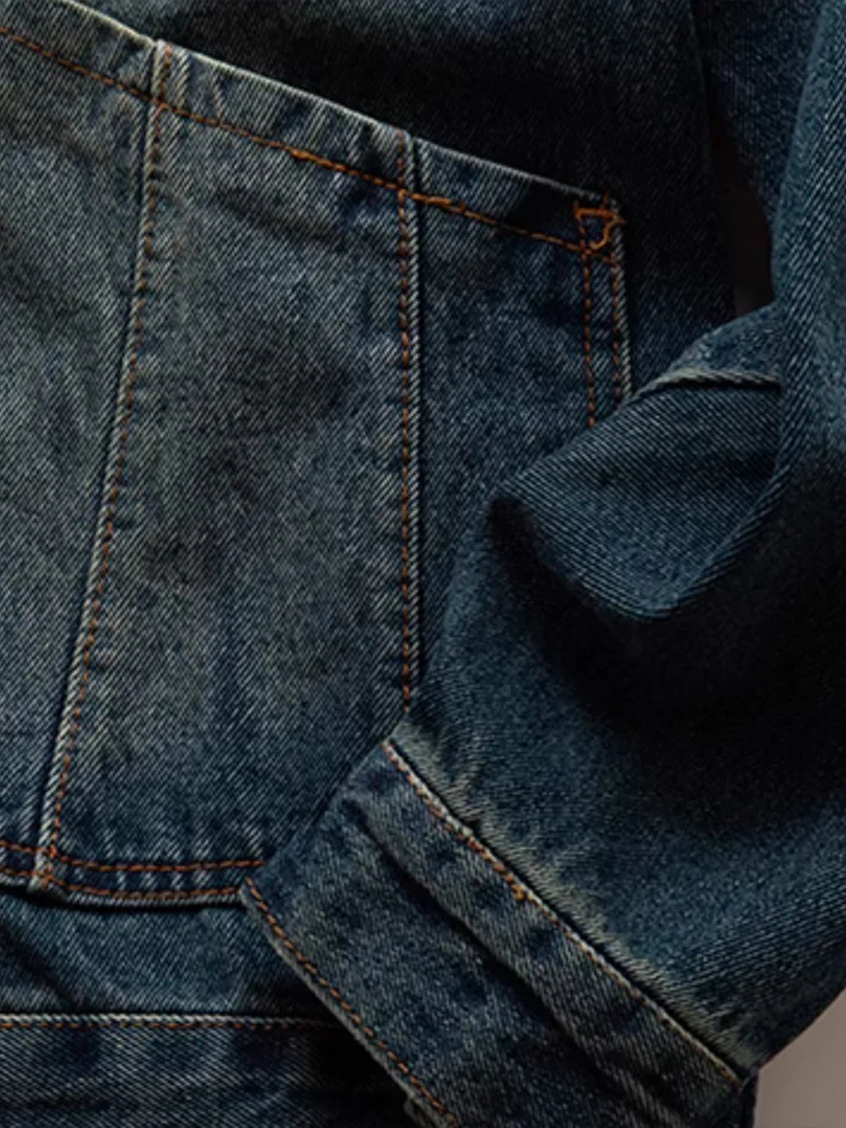 Corduroy Collar Scratch & Washed Denim Work Jacket 7