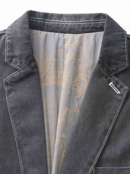 Floral Back Denim Petiole Blazer Suit Jacket 7