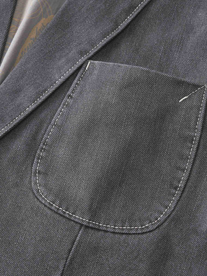 Floral Back Denim Petiole Blazer Suit Jacket 8