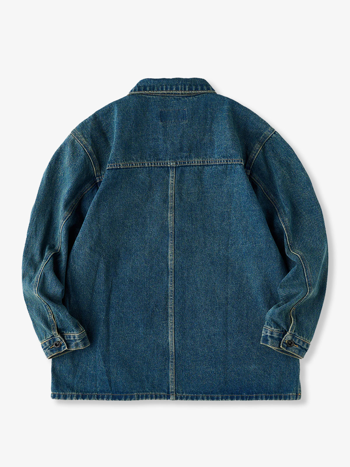 Half Button Washed Denim Work Jacket 1