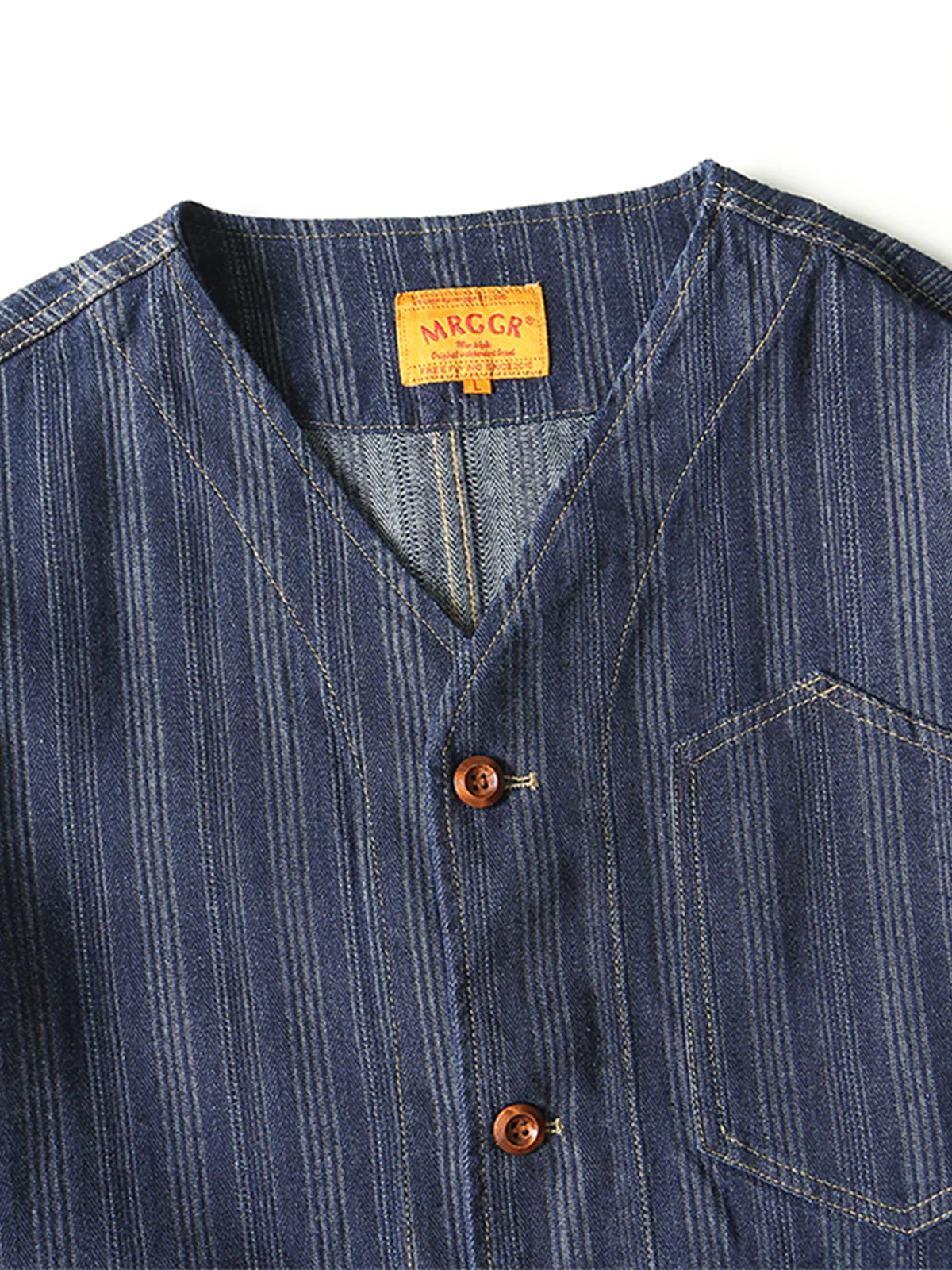 Jacquard Stripe V-Neck Denim Jacket 3