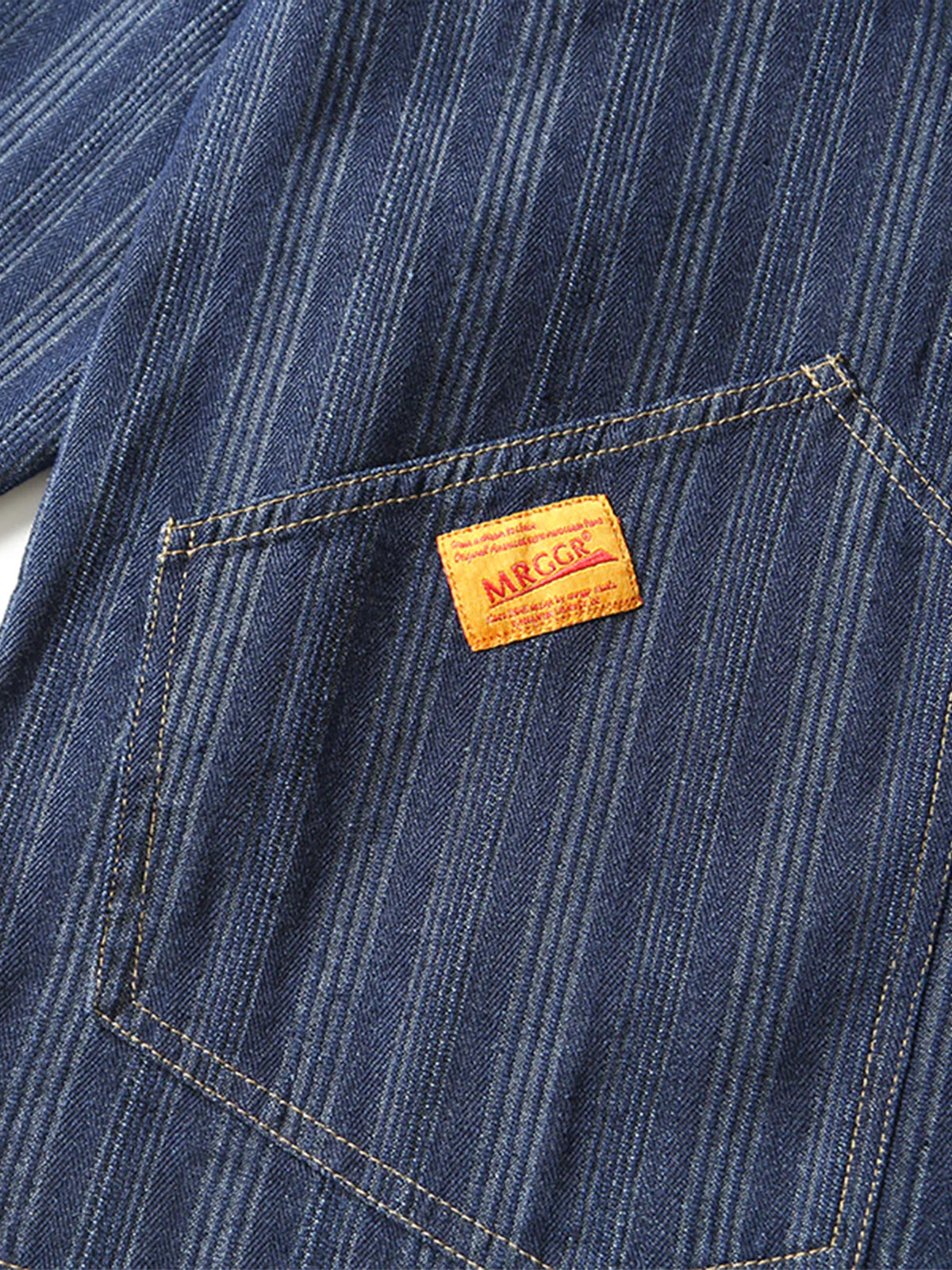 Jacquard Stripe V-Neck Denim Jacket 4