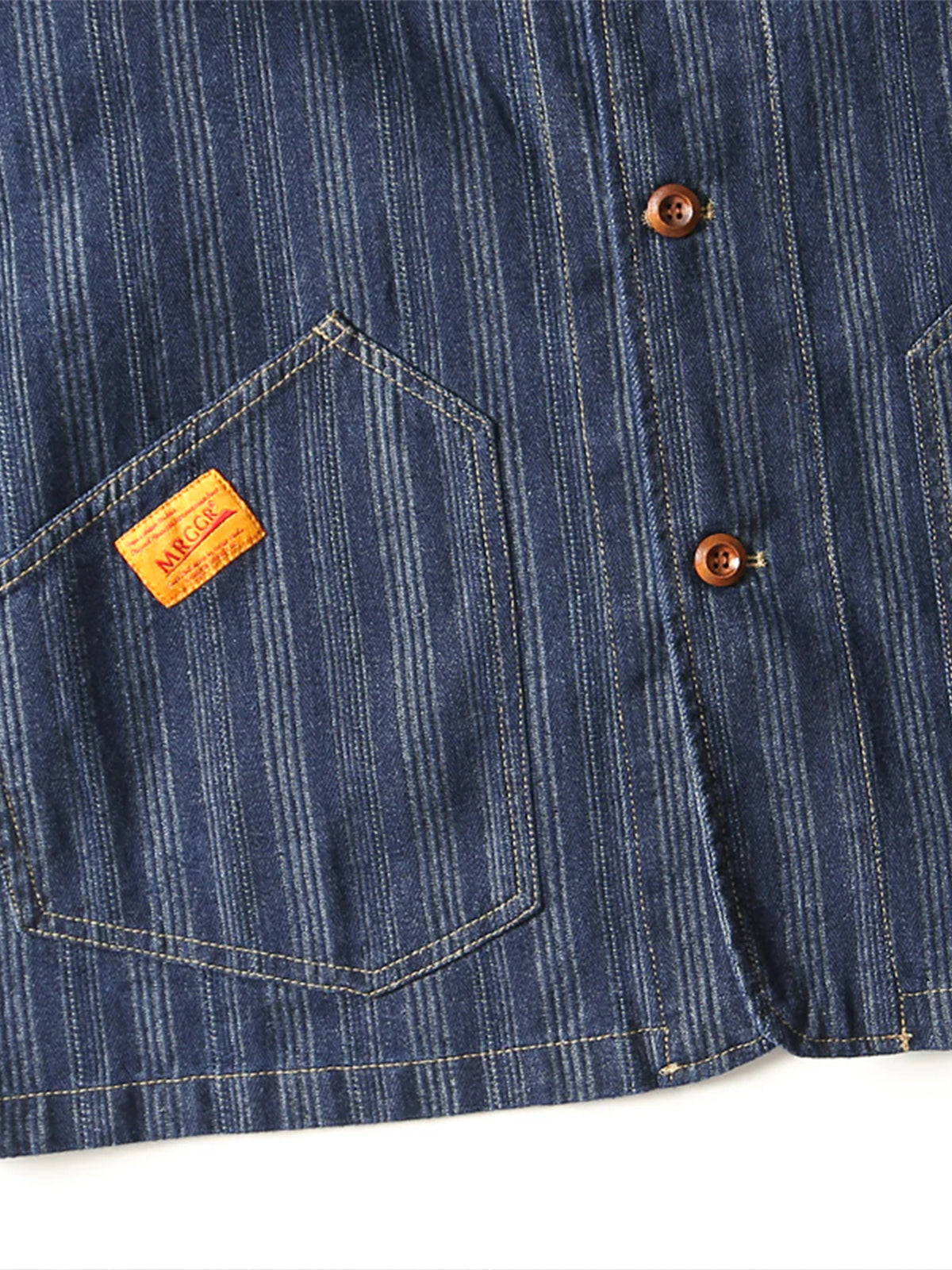 Jacquard Stripe V-Neck Denim Jacket 5
