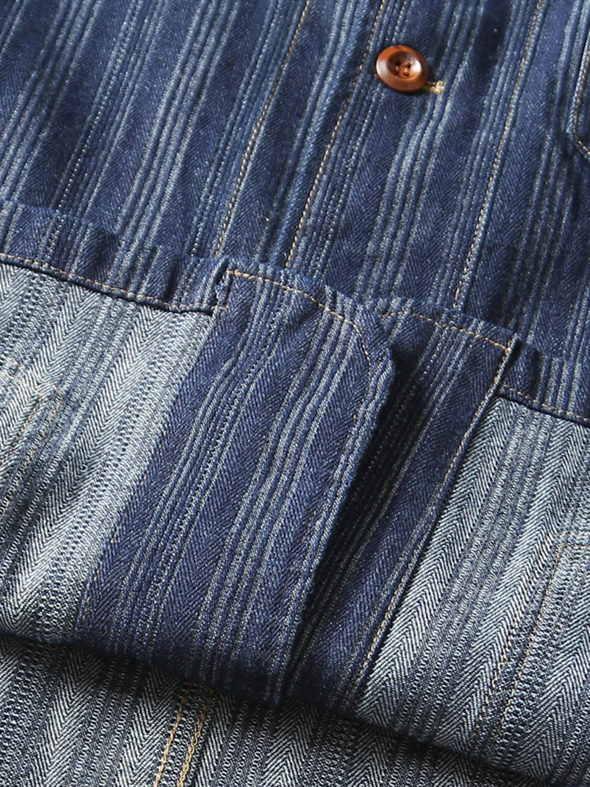 Jacquard Stripe V-Neck Denim Jacket 6