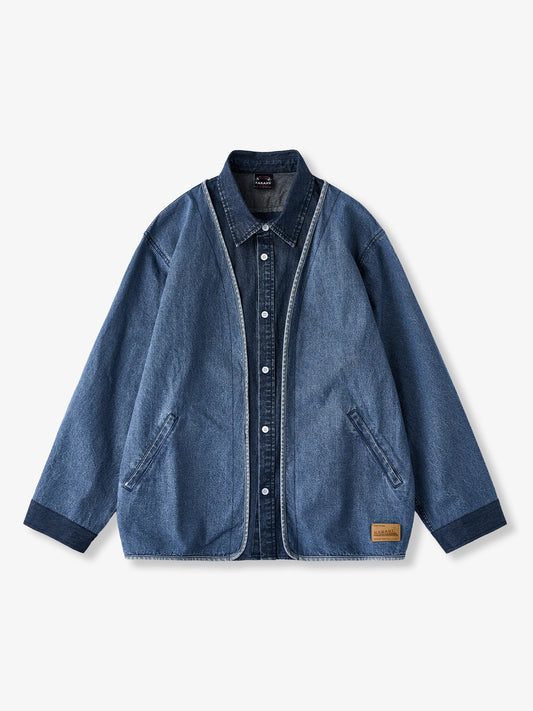Piping Faux Yard Denim Jacket 0