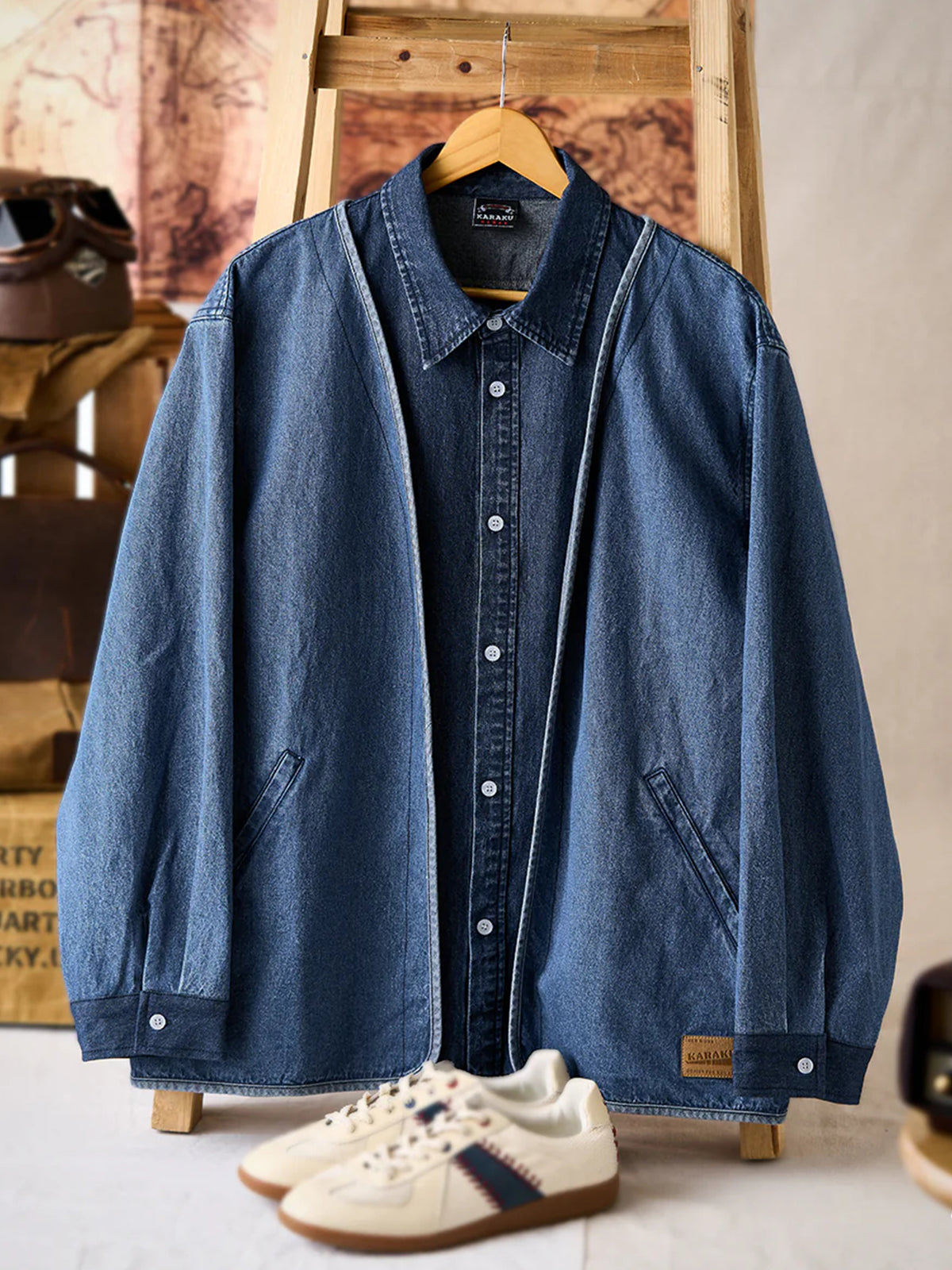 Piping Faux Yard Denim Jacket 2