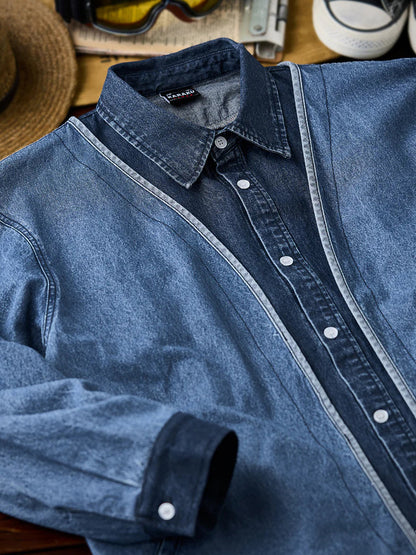 Piping Faux Yard Denim Jacket 3