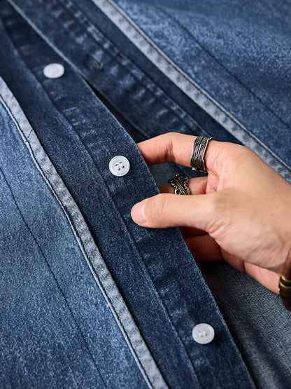 Piping Faux Yard Denim Jacket 5